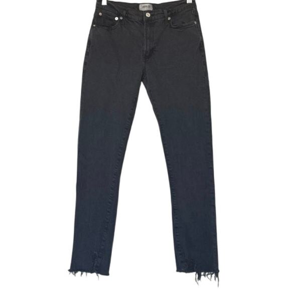 Agolde Toni MidRise Straight Jean Frayed Hem Size 27 Black - Picture 2 of 14